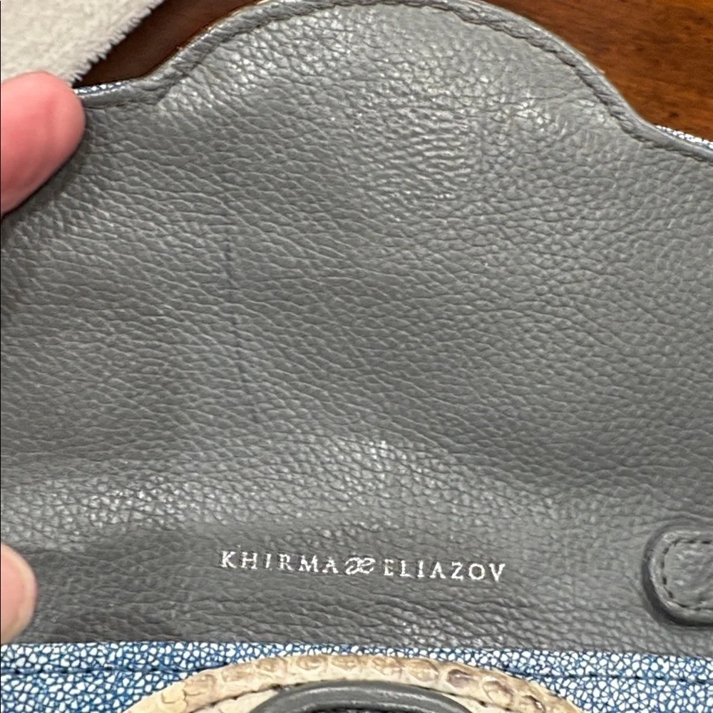 Khirma Eliazov Scalloped Clutch featuring stingray and python panels